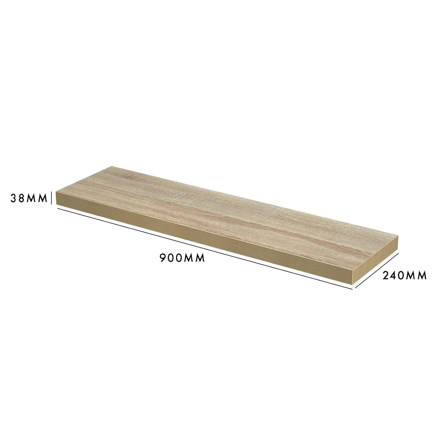 Floating Shelf - Sanoma Oak - 900 X 240 X 38mm 6 Floating Shelf - Sanoma Oak - 900 X 240 X 38mm - Image 4