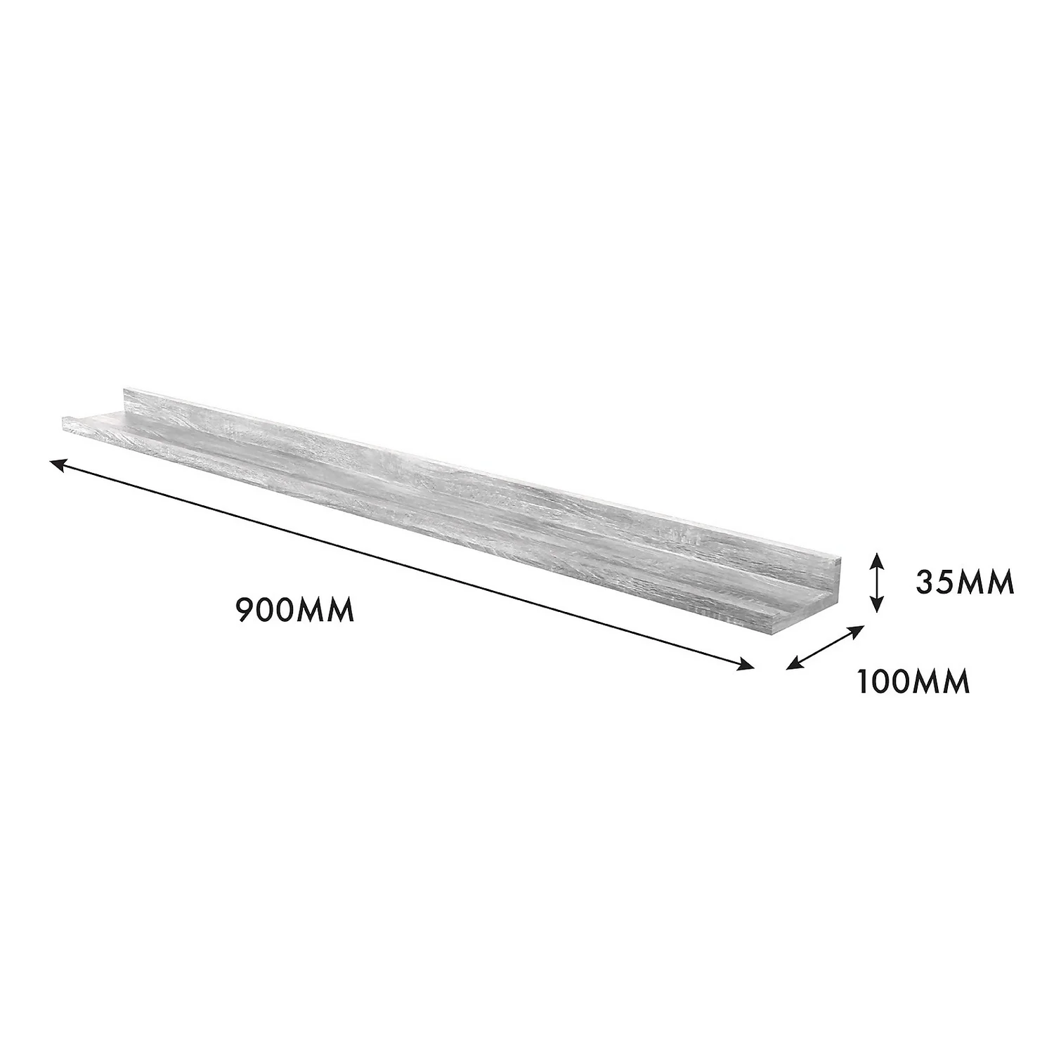 Flexi Storage Decorative Shelving Photo Shelf Grey Oak 900x35x100mm 5 Flexi Storage Decorative Shelving Photo Shelf Grey Oak 900x35x100mm - Image 3