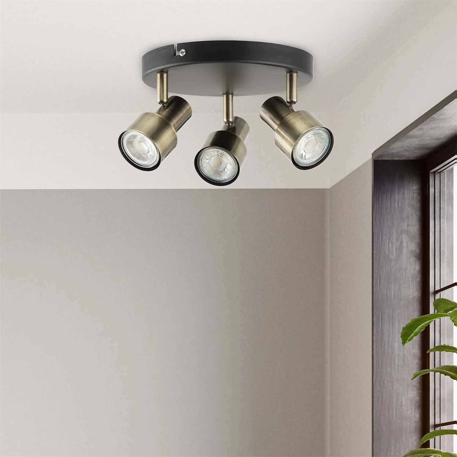 Noah 3 Lamp Spotlight Plate - Black & Antique Brass 4 Noah 3 Lamp Spotlight Plate - Black & Antique Brass - Image 2