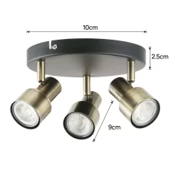 Noah 3 Lamp Spotlight Plate - Black & Antique Brass 12 Noah 3 Lamp Spotlight Plate - Black & Antique Brass -Curver Store 12882222 5454843519127148