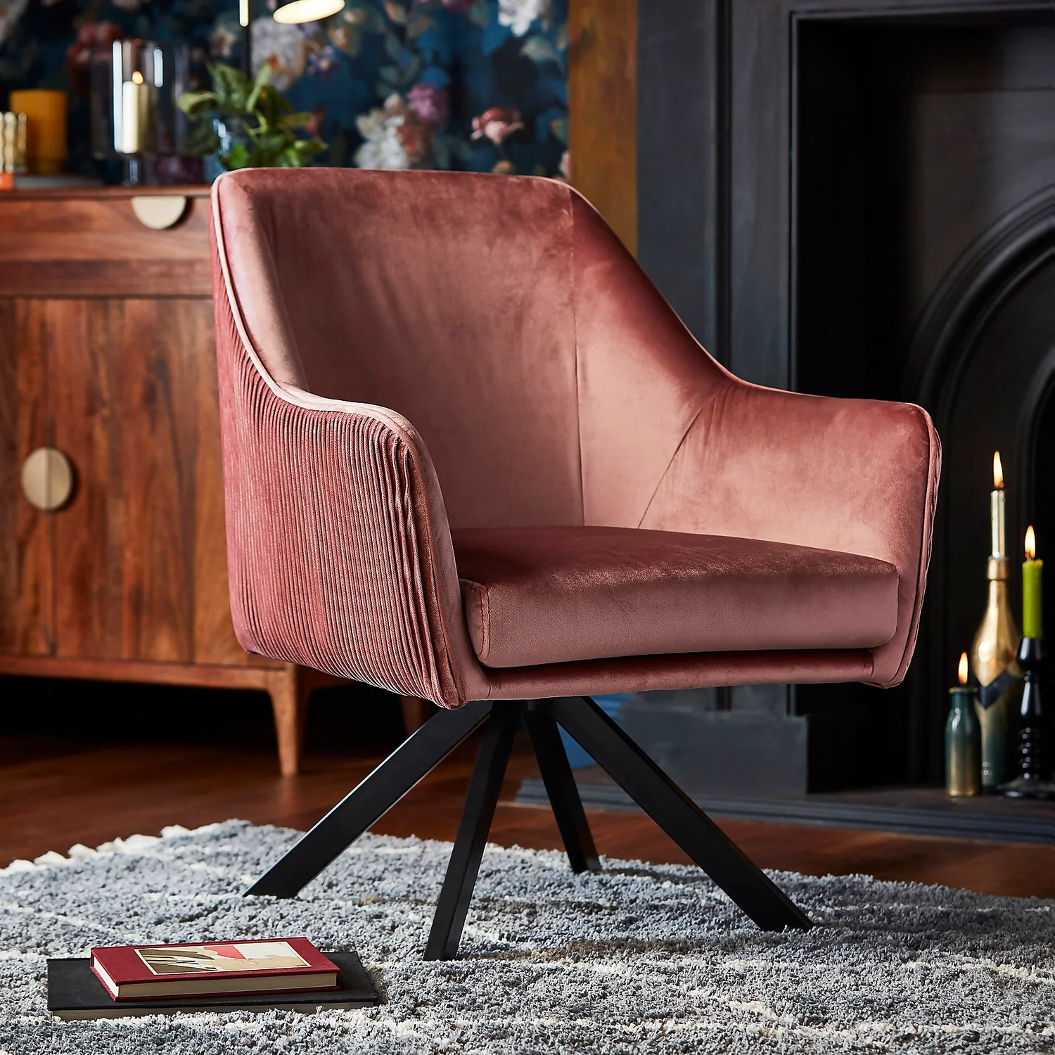 Pia Pleat Swivel Chair - Rose 4 Pia Pleat Swivel Chair - Rose - Image 2