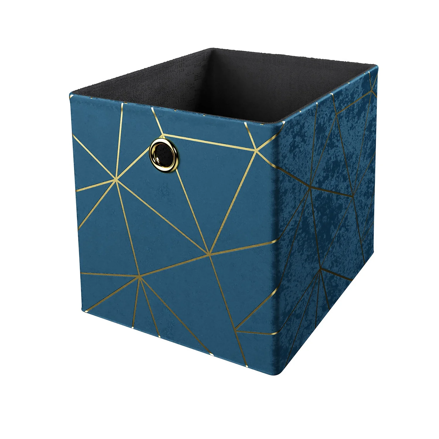Clever Cube Velvet Geometric Insert - Smokey Blue & Gold 3 Clever Cube Velvet Geometric Insert - Smokey Blue & Gold
