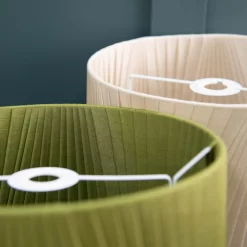 Raye Olive Drum Pleated Silk Shade - 30cm 16 Raye Olive Drum Pleated Silk Shade - 30cm -Curver Store 13139397 7524944148160835