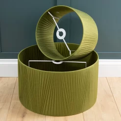 Raye Olive Drum Pleated Silk Shade - 30cm 15 Raye Olive Drum Pleated Silk Shade - 30cm -Curver Store 13139397 7774944148135686