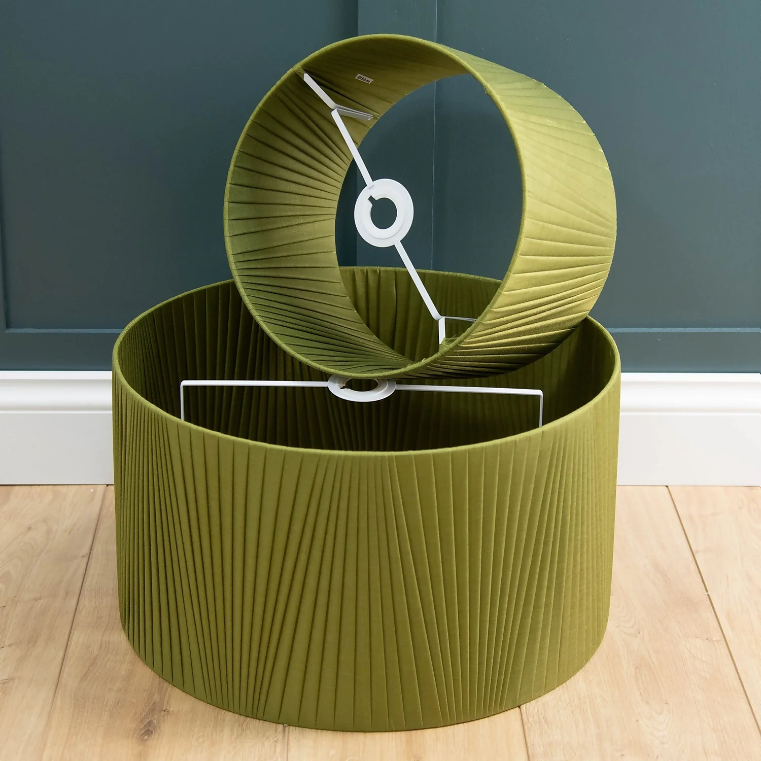 Raye Olive Drum Pleated Silk Shade - 30cm 8 Raye Olive Drum Pleated Silk Shade - 30cm - Image 6