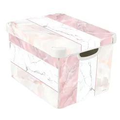 Curver Stockholm Mixed Marble Deco Storage Box - Pink & White 22L