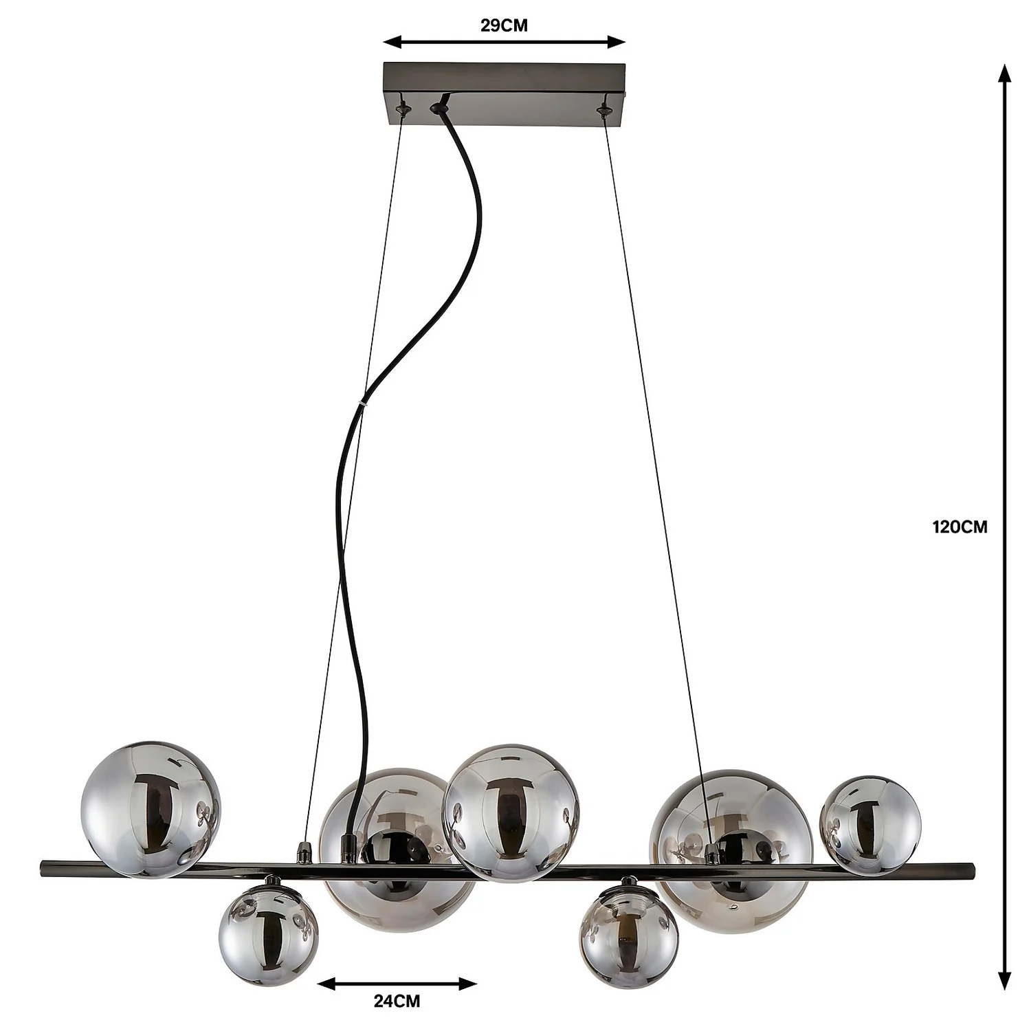 Orb II 7 Light Diner Pendant - Black Chrome Smoke 7 Orb II 7 Light Diner Pendant - Black Chrome Smoke - Image 5