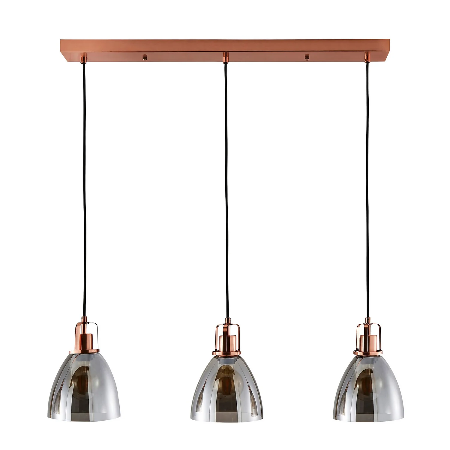 Decan 3 Light Diner Pendant - Smoke & Copper 5 Decan 3 Light Diner Pendant - Smoke & Copper - Image 3