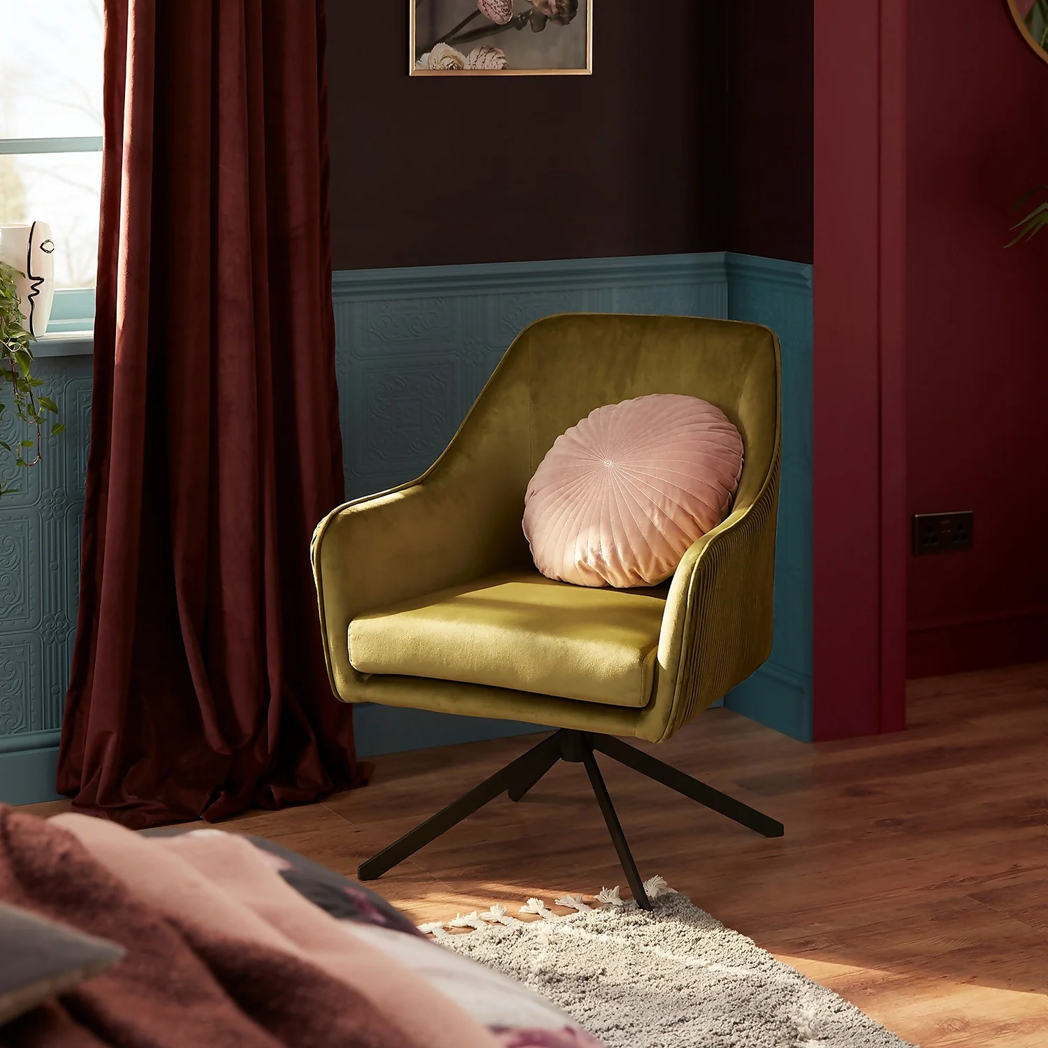 Pia Pleat Swivel Chair - Olive 4 Pia Pleat Swivel Chair - Olive - Image 2