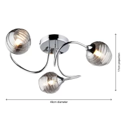Marple 3 Light Semi Flush Ceiling Light - Chrome & Smoke 13 Marple 3 Light Semi Flush Ceiling Light - Chrome & Smoke -Curver Store 13645383 1284956789790284