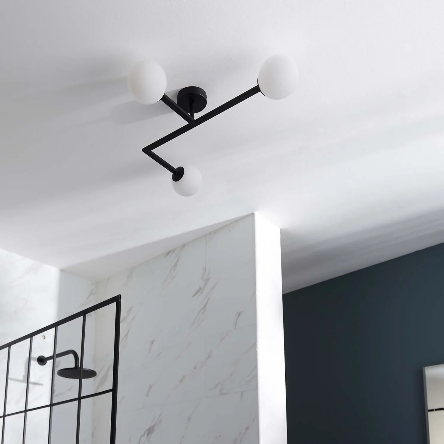 Hawkhill Bathroom Semi Flush Light - 3lt Black 6 Hawkhill Bathroom Semi Flush Light - 3lt Black - Image 4