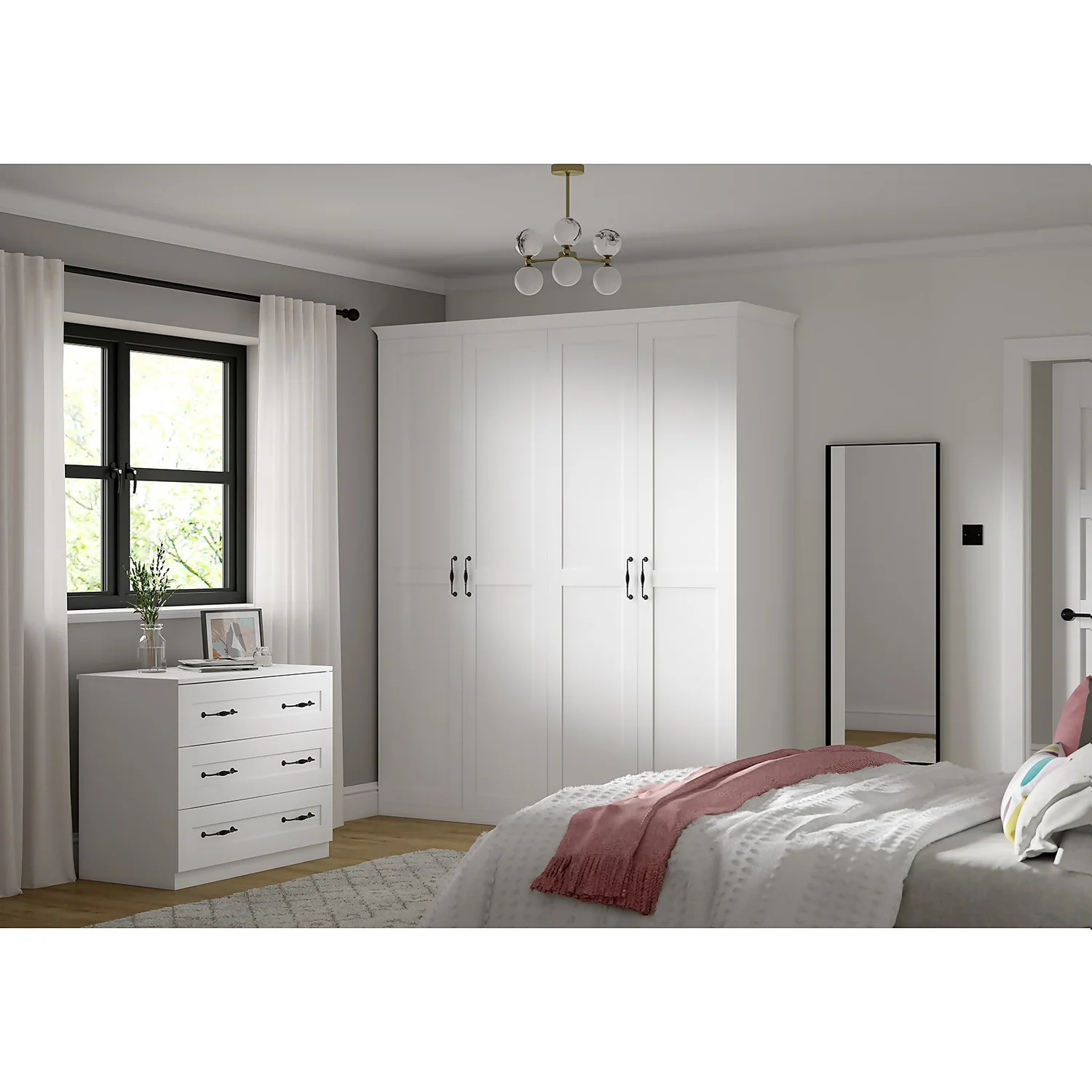House Beautiful Realm Wide Chest Of Drawers - White Shaker (W) 900mm X (H) 756mm 4 House Beautiful Realm Wide Chest Of Drawers - White Shaker (W) 900mm X (H) 756mm - Image 2