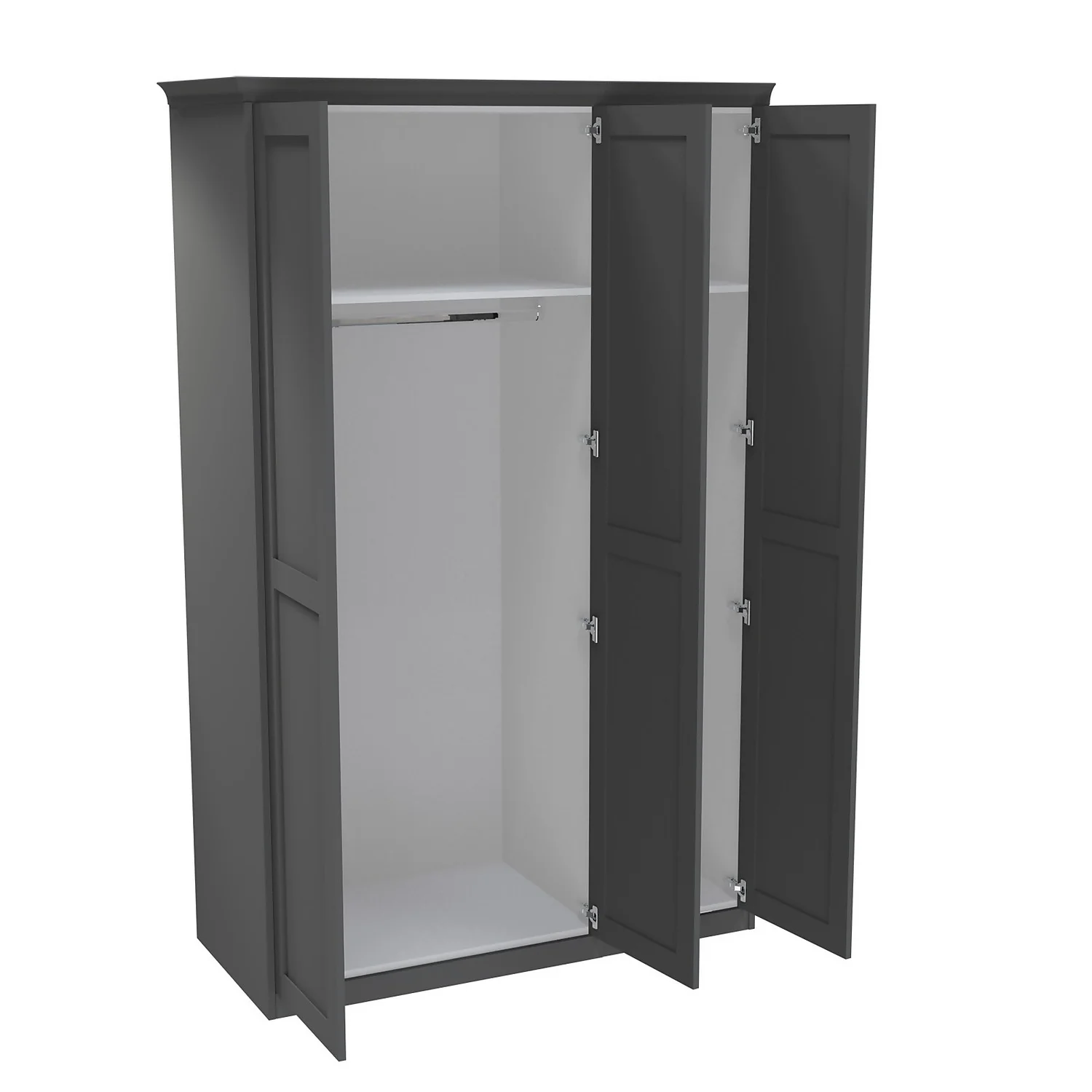 House Beautiful Realm Fitted Look Triple Wardrobe, White Carcass - Carbon Grey Shaker Doors (W) 1451mm X (H) 2256mm 5 House Beautiful Realm Fitted Look Triple Wardrobe, White Carcass - Carbon Grey Shaker Doors (W) 1451mm X (H) 2256mm - Image 3