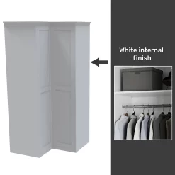 House Beautiful Realm Fitted Look Corner Wardrobe, White Carcass - White Shaker Doors (W) 1103mm X (H) 2256mm