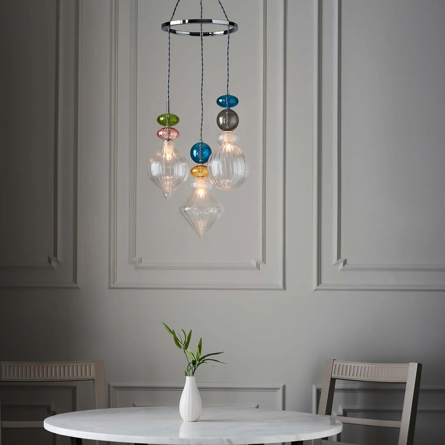 Elgin Cluster Pendant Ceiling Light - Multicoloured & Chrome 6 Elgin Cluster Pendant Ceiling Light - Multicoloured & Chrome - Image 4