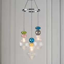 Elgin Cluster Pendant Ceiling Light - Multicoloured & Chrome