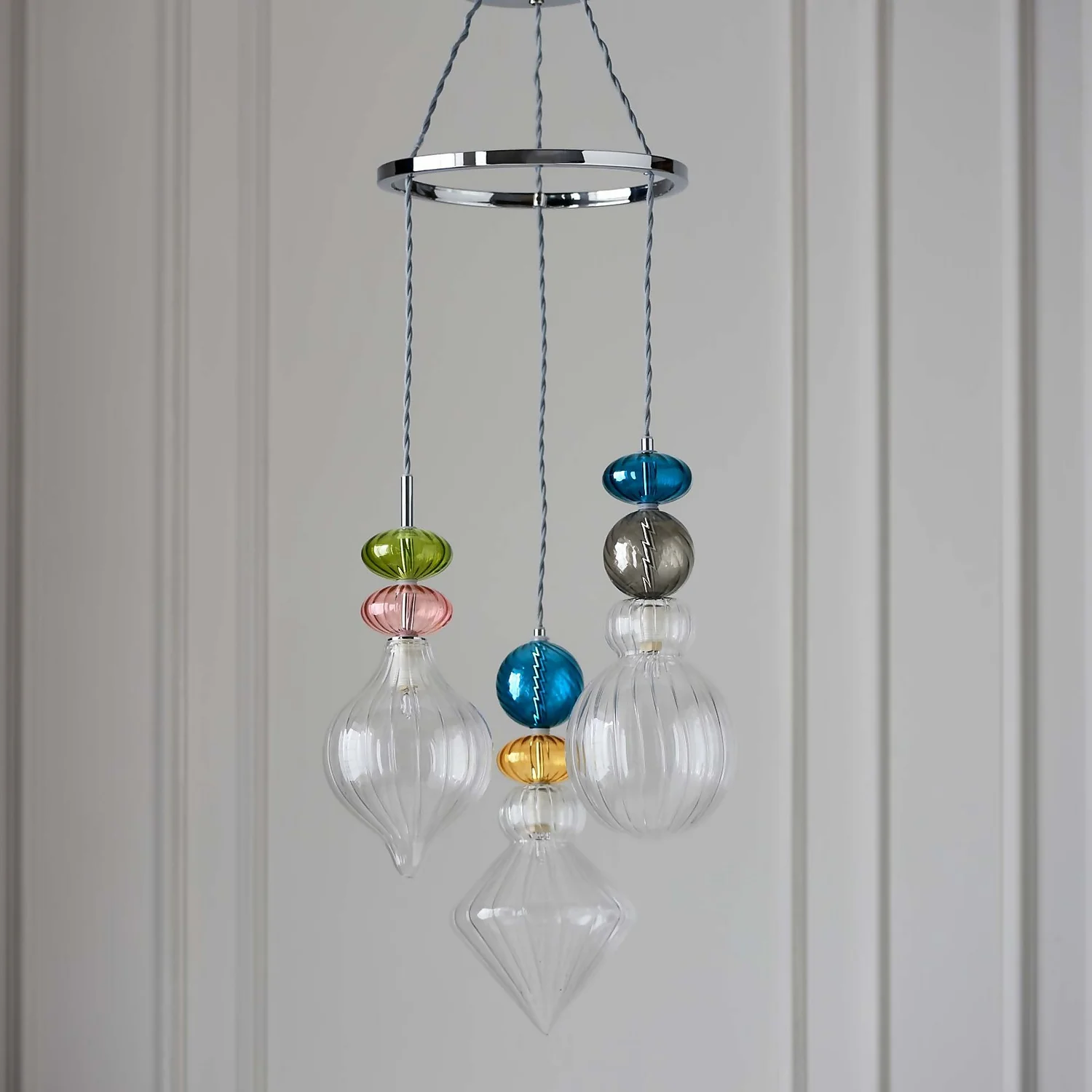 Elgin Cluster Pendant Ceiling Light - Multicoloured & Chrome 5 Elgin Cluster Pendant Ceiling Light - Multicoloured & Chrome - Image 3