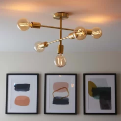 Logie Semi Flush Ceiling Light - Brass Effect 12 Logie Semi Flush Ceiling Light - Brass Effect -Curver Store 14301818 1365038438855872