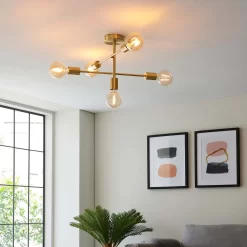 Logie Semi Flush Ceiling Light - Brass Effect 13 Logie Semi Flush Ceiling Light - Brass Effect -Curver Store 14301818 3405038438917240
