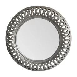 Tessere Antique Silver Round Wall Mirror - 112cm